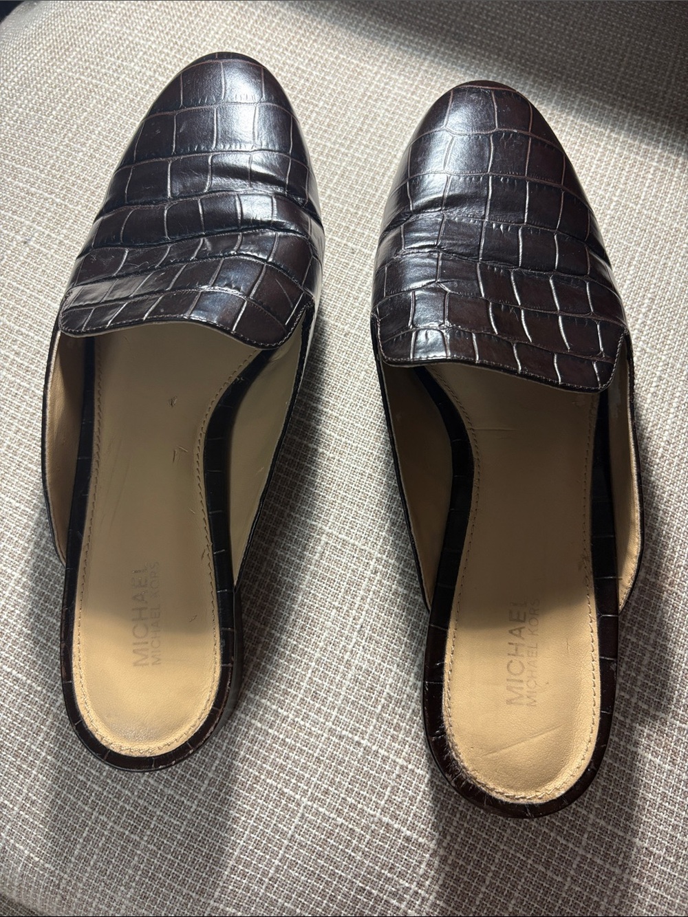 Michael Kors Men's Black Croc-Embossed Leather Slip-On Loafers
